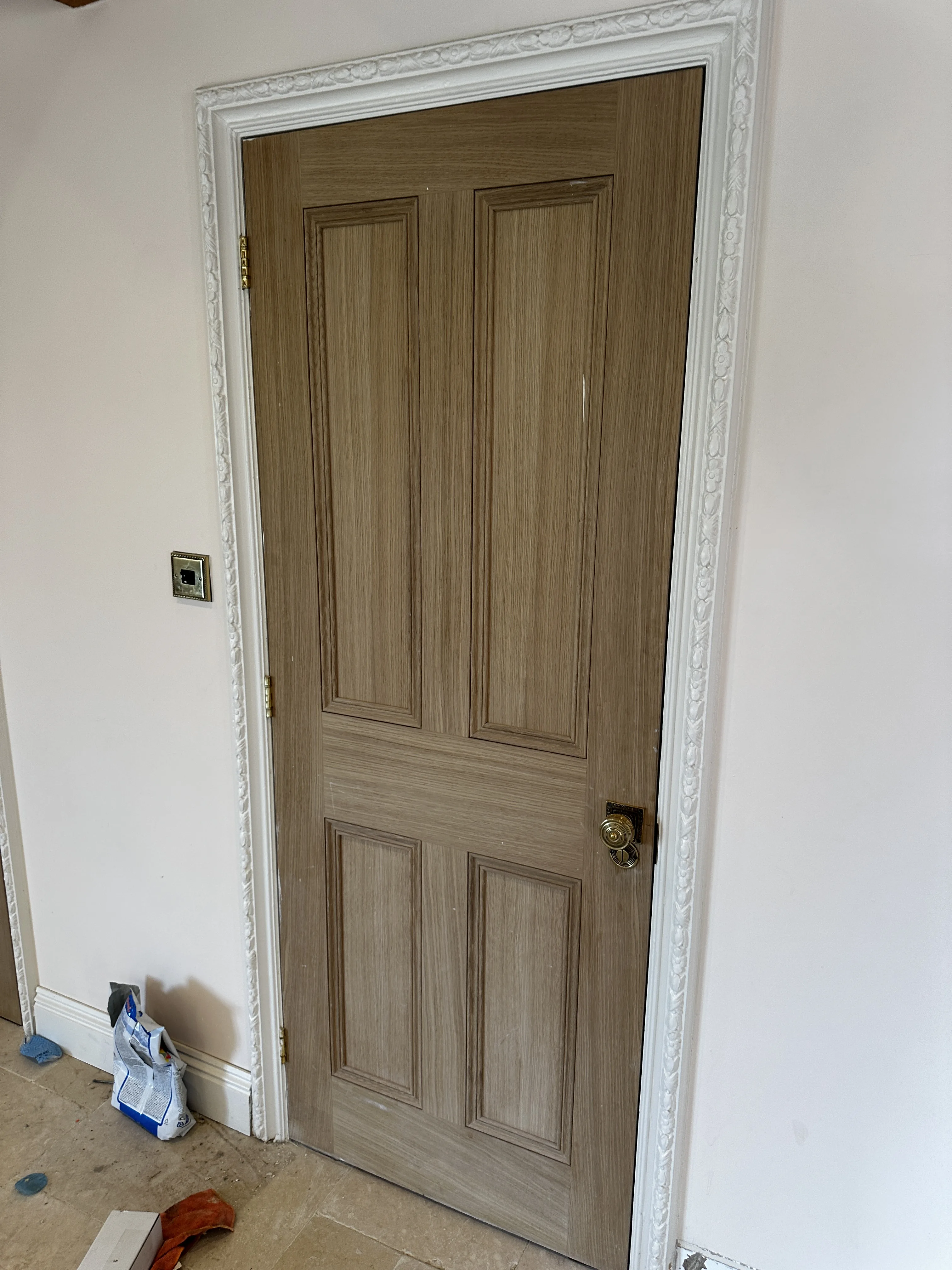 New door frame installation and alignment