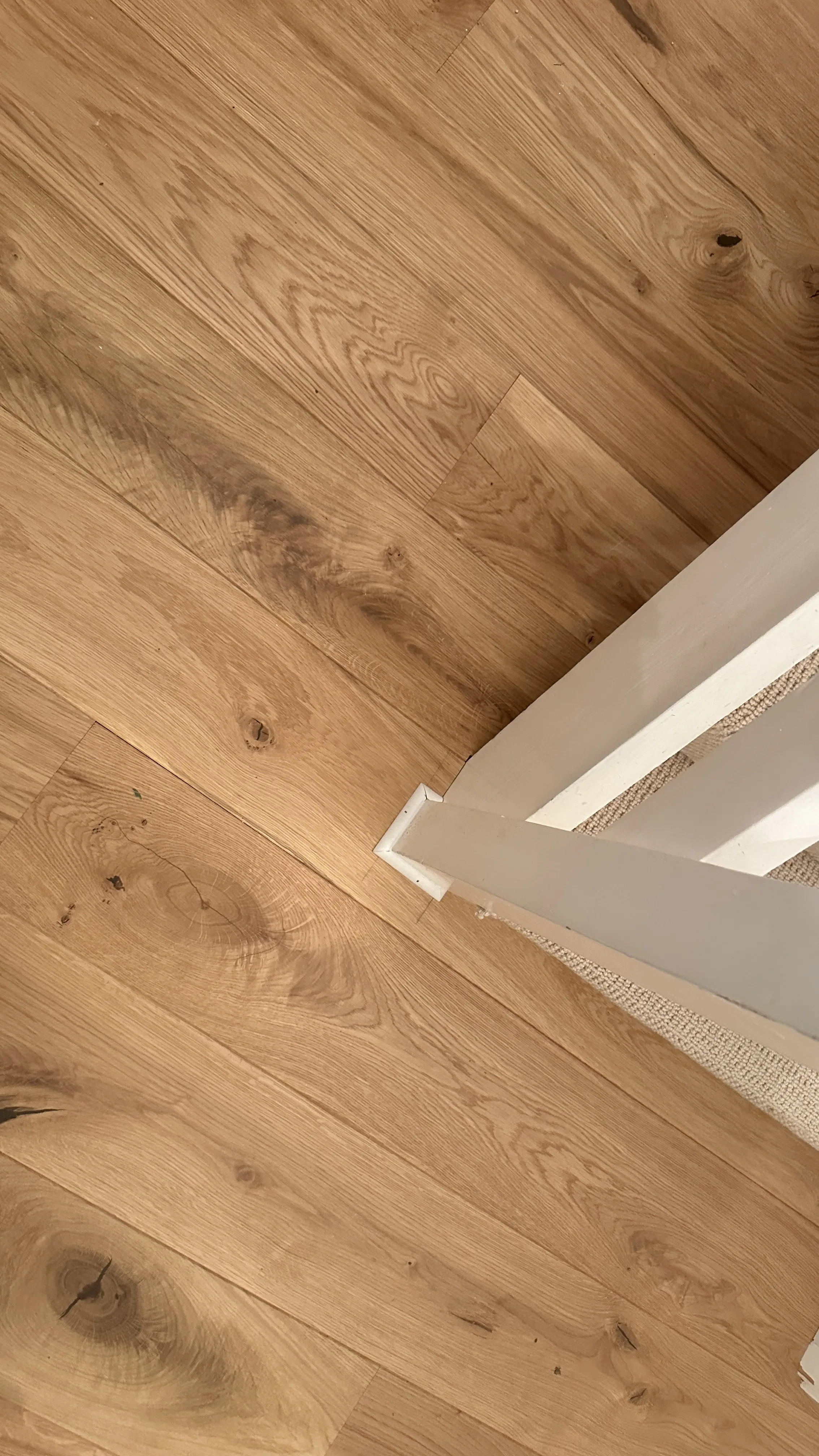 Flooring Installation project in Bicester - a white toilet sitting on top of a wooden floor
